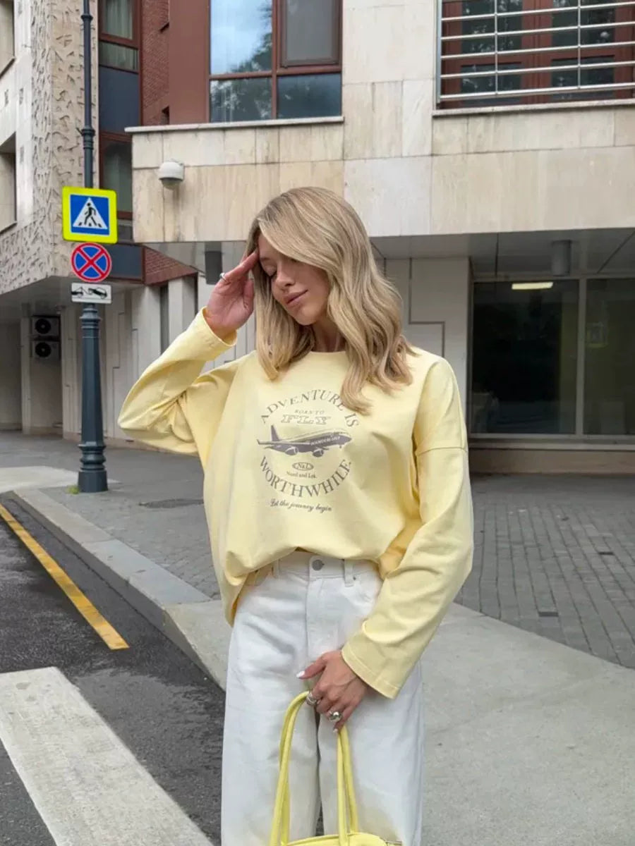 LaPose - Royal Oversized Graphic Long Sleeve T-Shirt