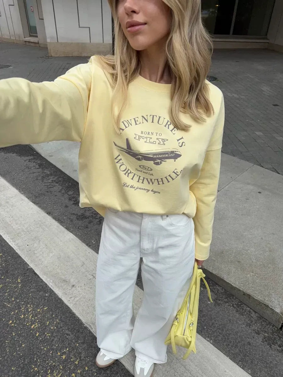 LaPose - Royal Oversized Graphic Long Sleeve T-Shirt