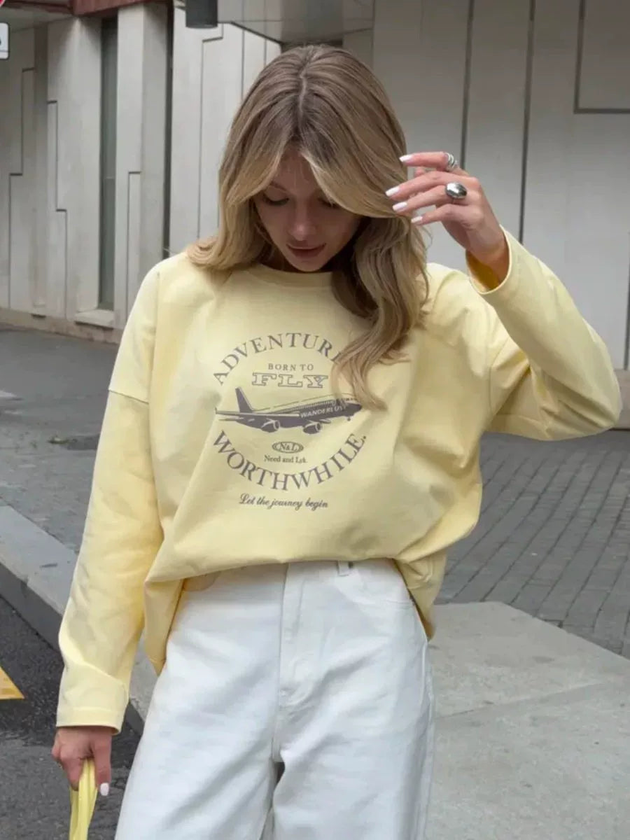 LaPose - Royal Oversized Graphic Long Sleeve T-Shirt