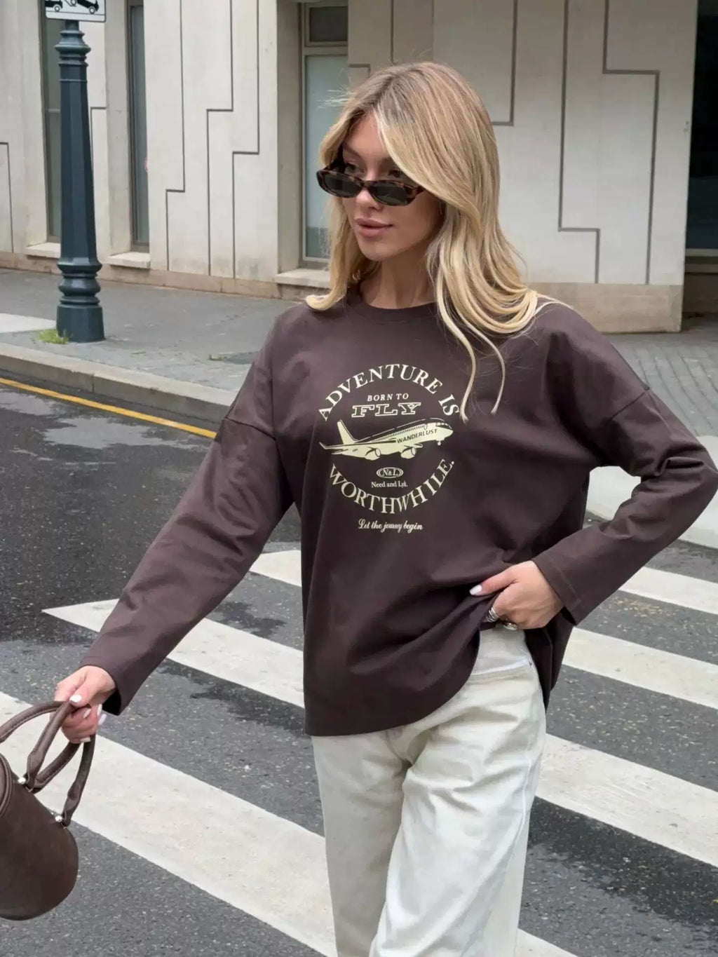 LaPose - Royal Oversized Graphic Long Sleeve T-Shirt - Dark Grey Color