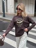 LaPose - Royal Oversized Graphic Long Sleeve T-Shirt - Dark Grey Color