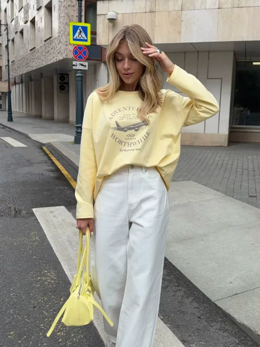 LaPose - Royal Oversized Graphic Long Sleeve T-Shirt