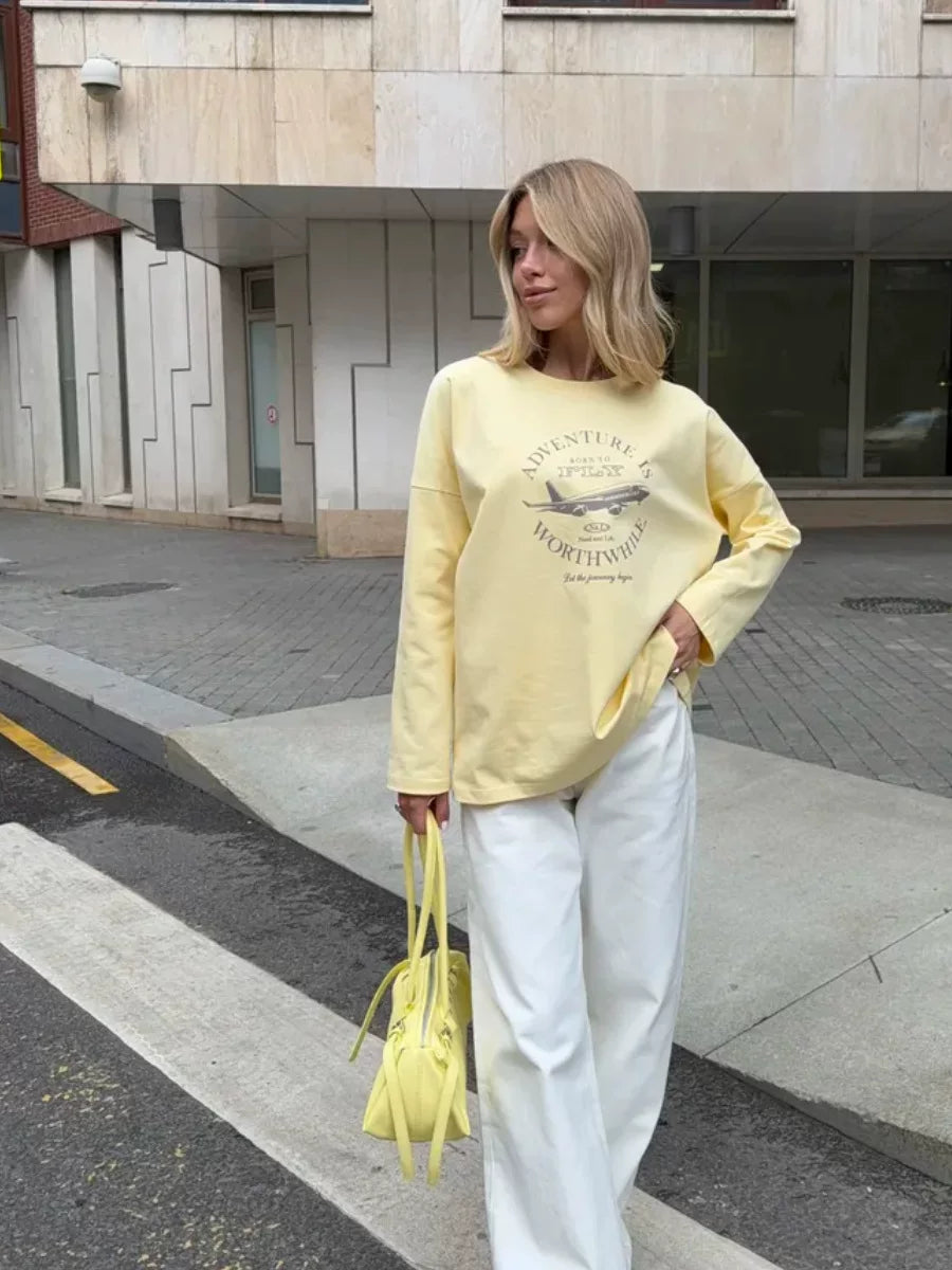LaPose - Royal Oversized Graphic Long Sleeve T-Shirt