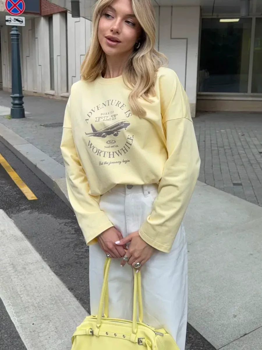 LaPose - Royal Oversized Graphic Long Sleeve T-Shirt