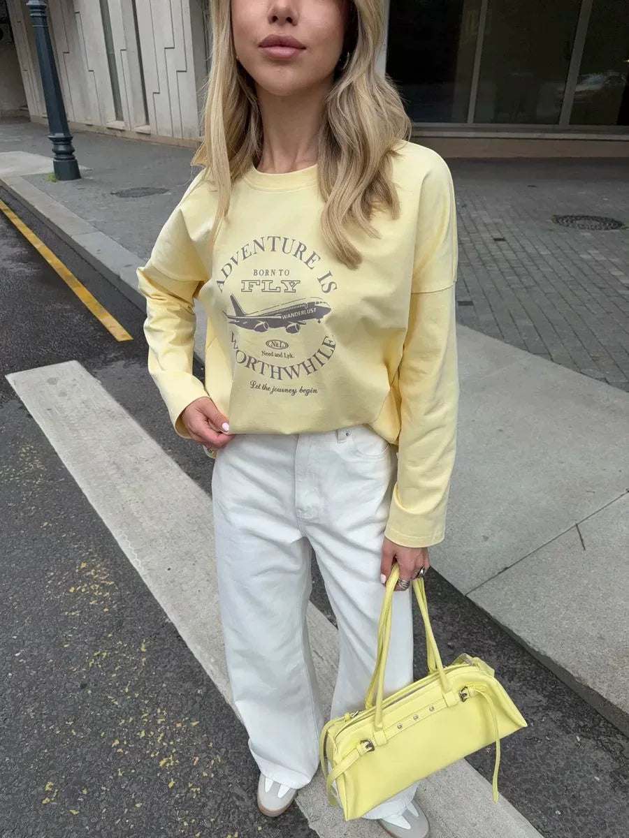 LaPose - Royal Oversized Graphic Long Sleeve T-Shirt