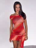 LaPose Rozlynn Asymmetric Glitter Mini Dress
