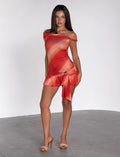 LaPose Rozlynn Asymmetric Glitter Mini Dress