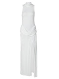 Ruched High Neck Maxi Dress [BTDDV3RJ]