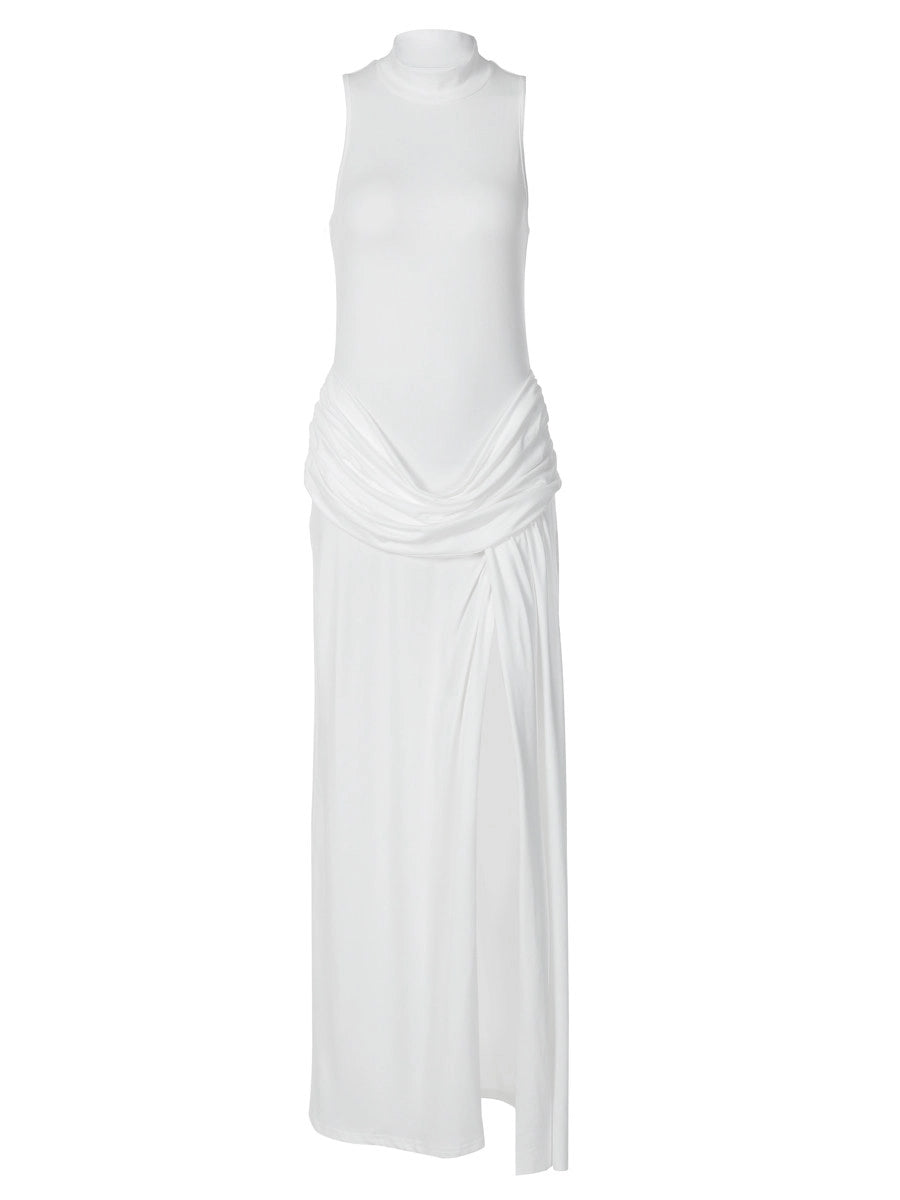 Ruched High Neck Maxi Dress [BTDDV3RJ]