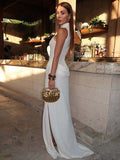 Ruched High Neck Maxi Dress [2UDYZ7SE]