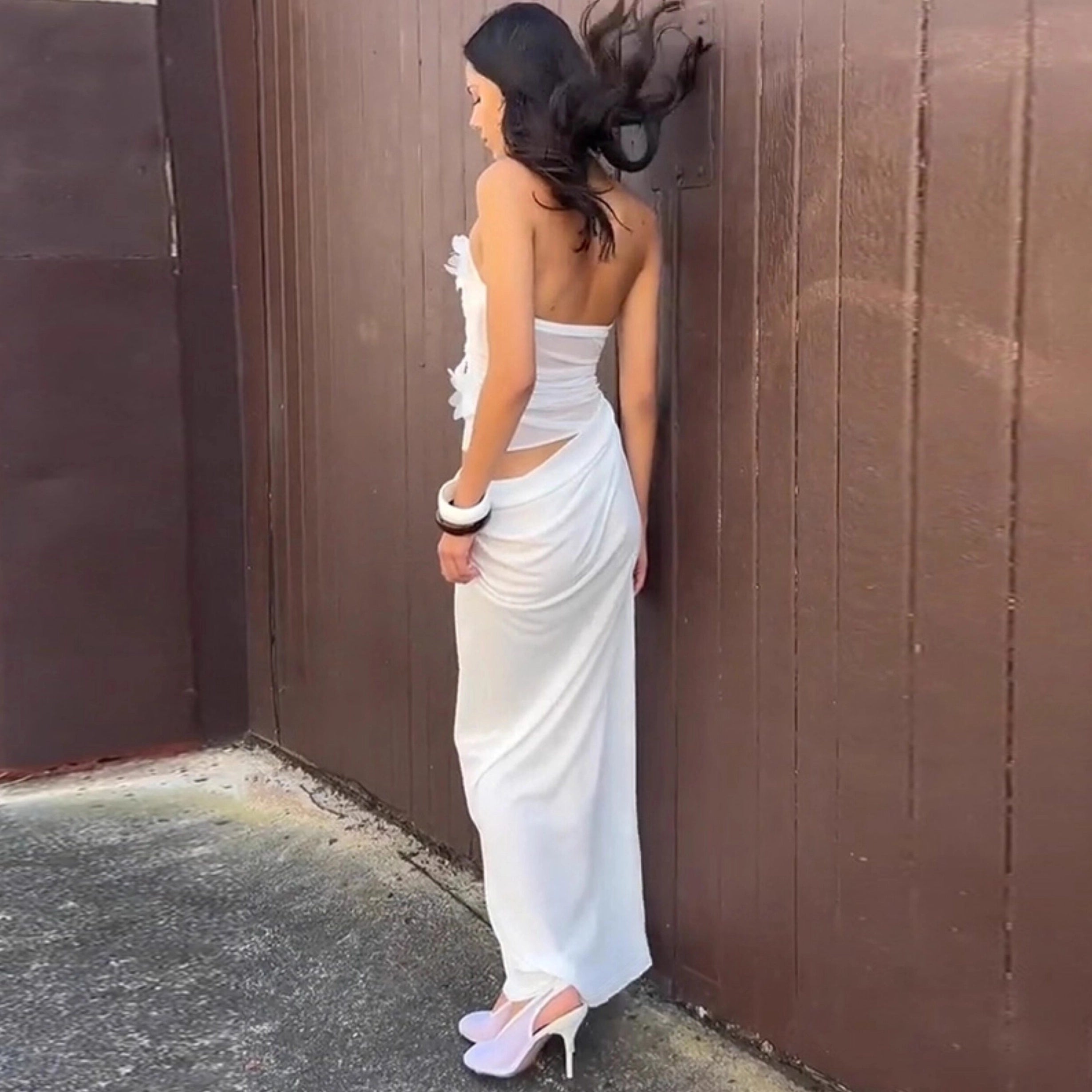 Ruched Mesh Patchwork Maxi Dress [R9JFBRKM]