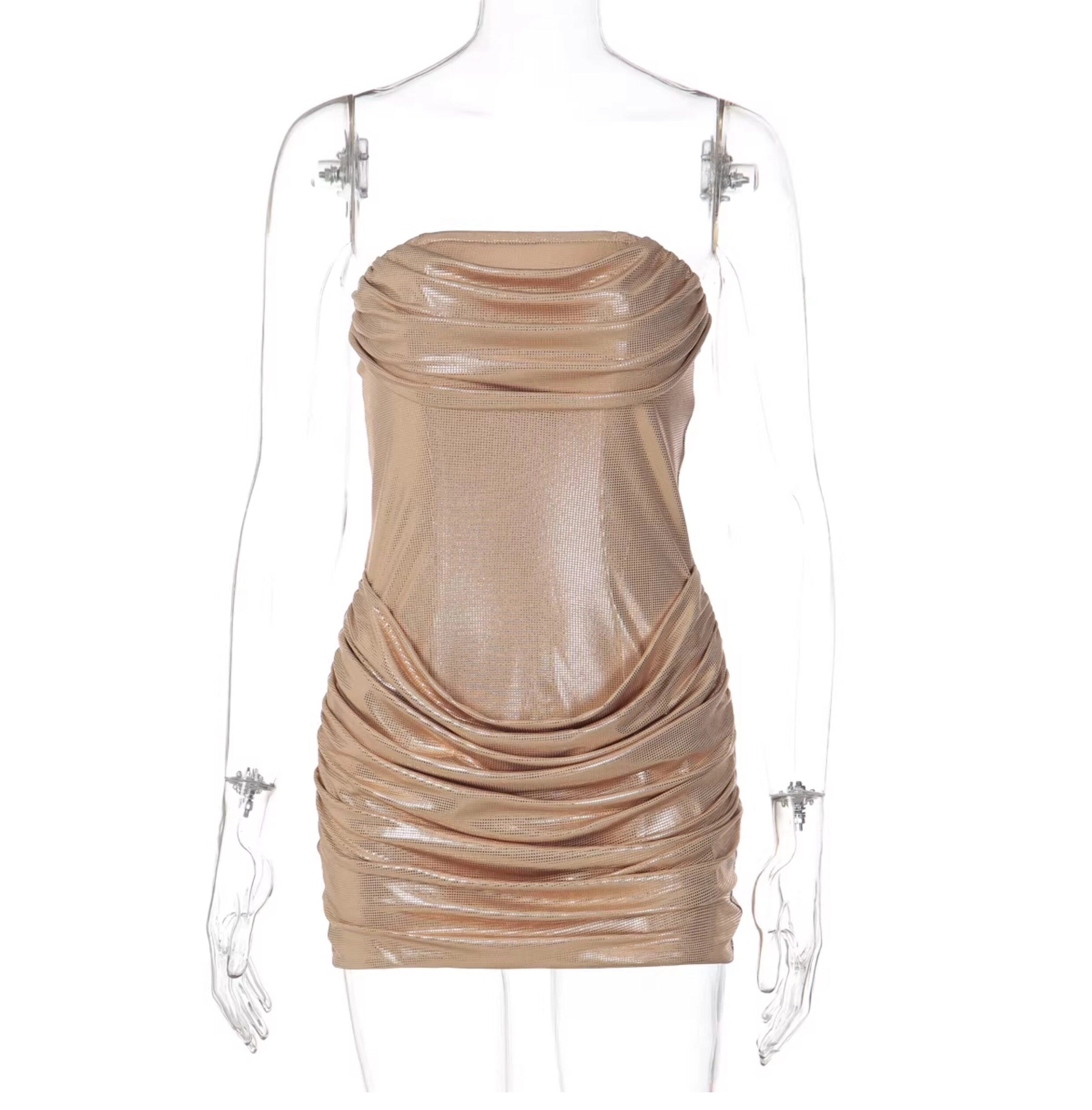 Ruched Metallic Mini Dress [R9JA7YO9]