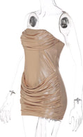 Ruched Metallic Mini Dress [J3XO3LPD]