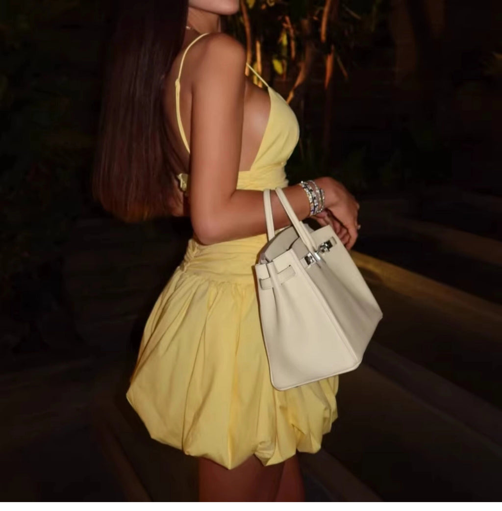 Ruched Puff Mini Dress [8ASDAHNO]