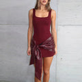 Ruched Square Neck Mini Dress [DNW3XYJ6]