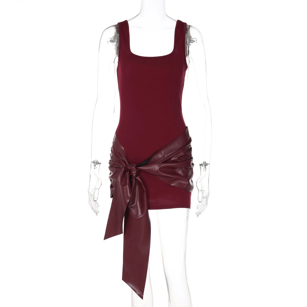 Ruched Square Neck Mini Dress [9V068DDS]
