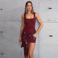 Ruched Square Neck Mini Dress [8G29N064]