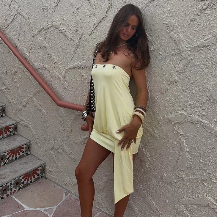 Ruched Strapless Mini Dress [QDD6M0VJ]