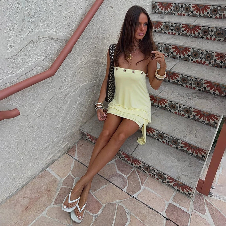 Ruched Strapless Mini Dress [NPT2HVT6]