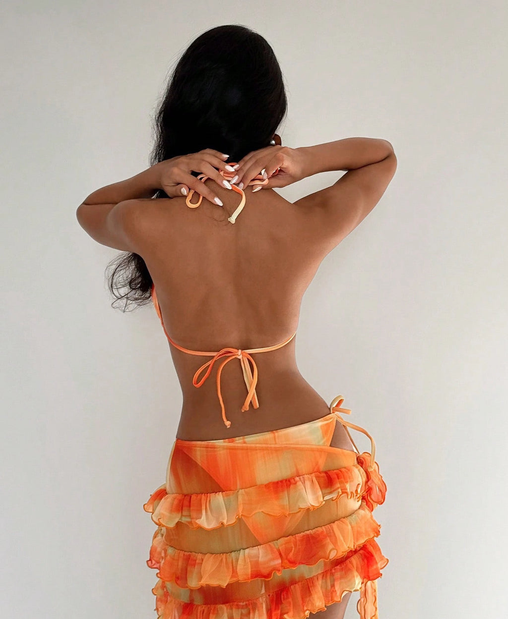 Ruched Three-Piece Bikini Skirt Set [SO8KPAF7]