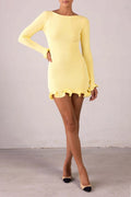 Ruffle Hem Long Sleeve Knit Mini Dress [AHB3Y3PS]