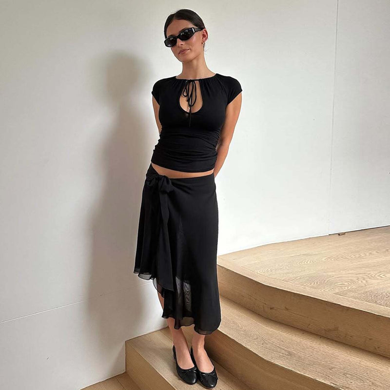 LaPose - Ryan Cut-Out Tie Front Tee