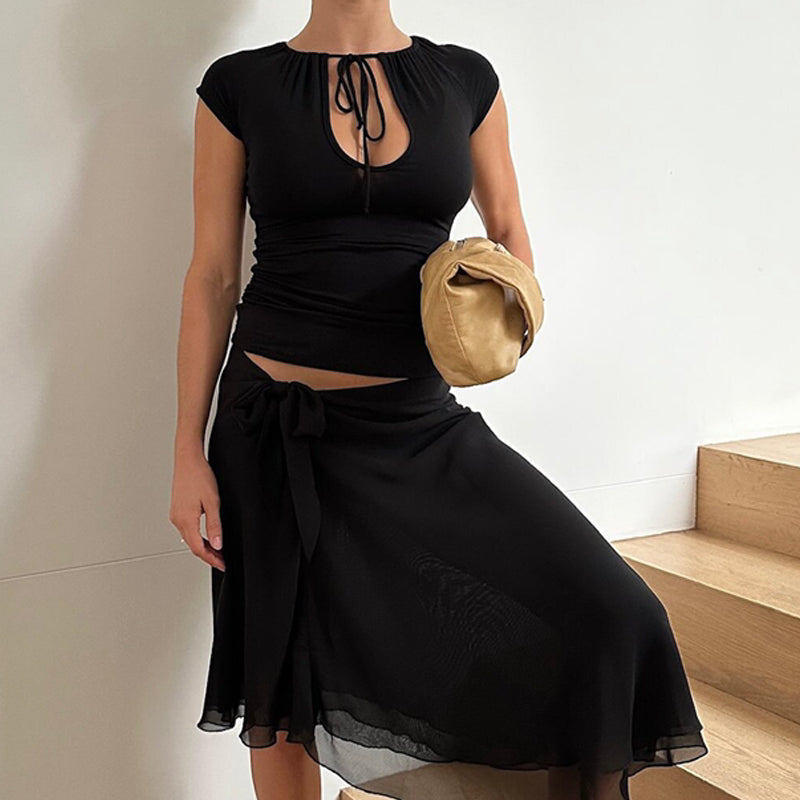 LaPose - Ryan Cut-Out Tie Front Tee