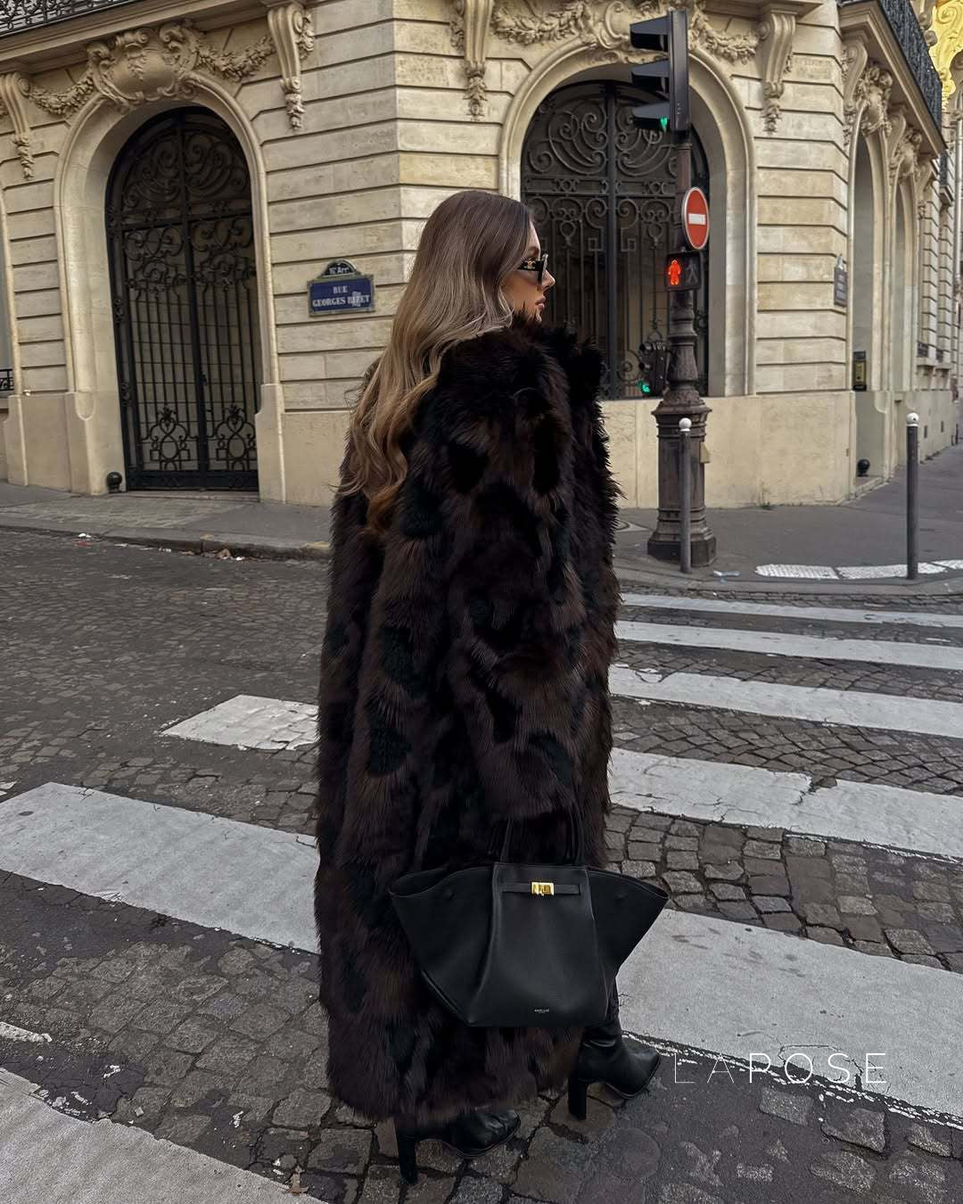 Ryann Spotted Lapel Faux Fur Coat [9452SNPF]
