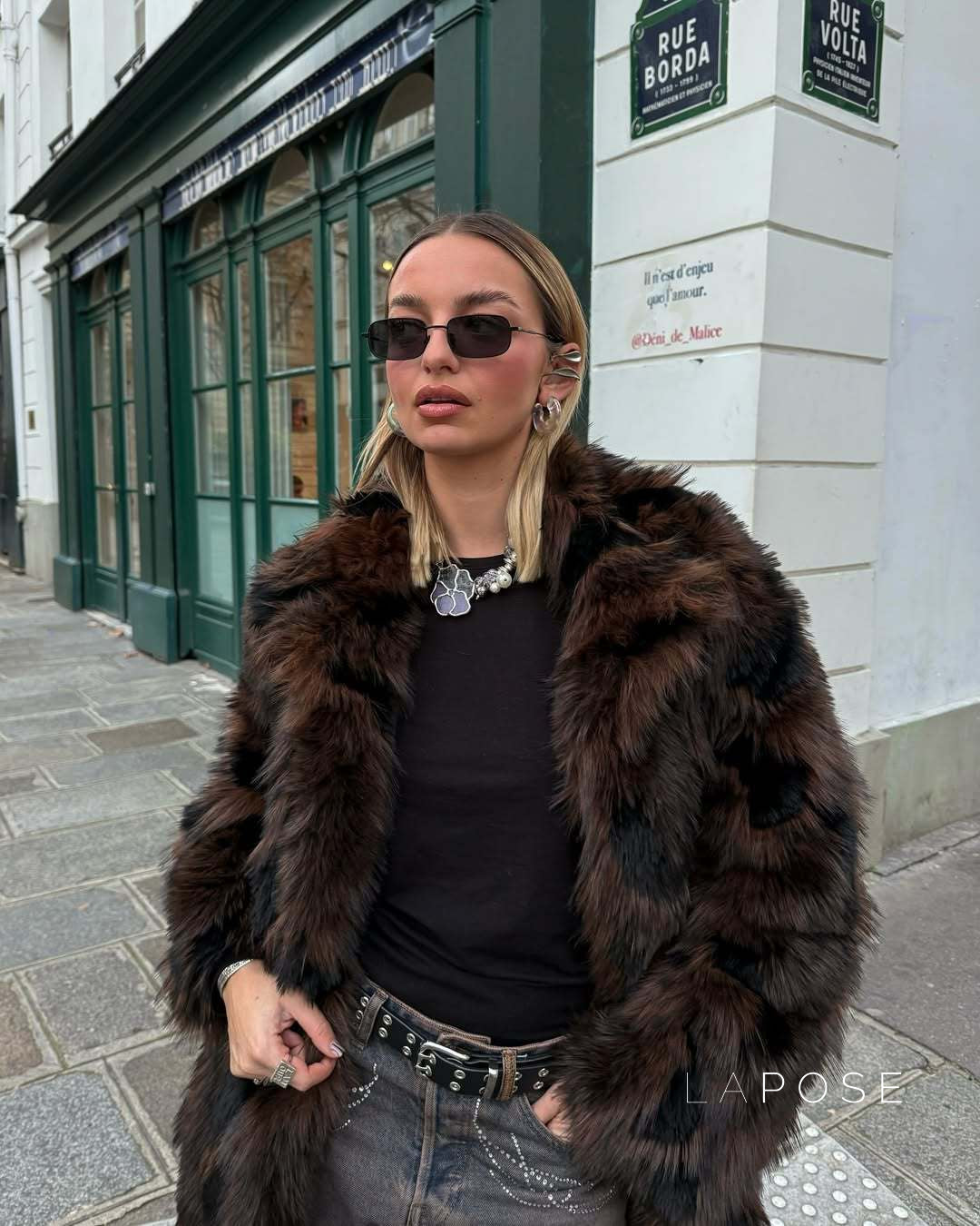Ryann Spotted Lapel Faux Fur Coat [YMWDUVXE]