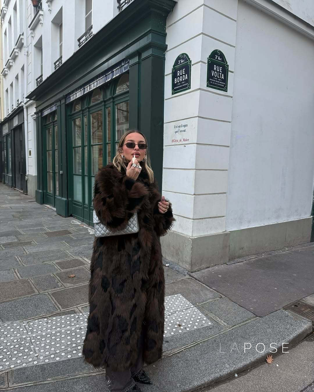 Ryann Spotted Lapel Faux Fur Coat [L7PNTETF]