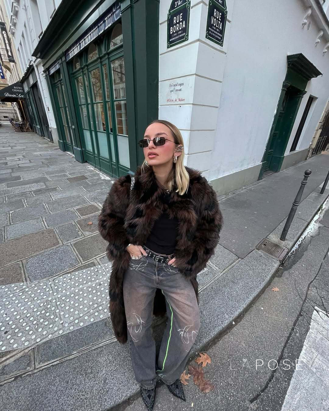 Ryann Spotted Lapel Faux Fur Coat [3WKL0LOQ]