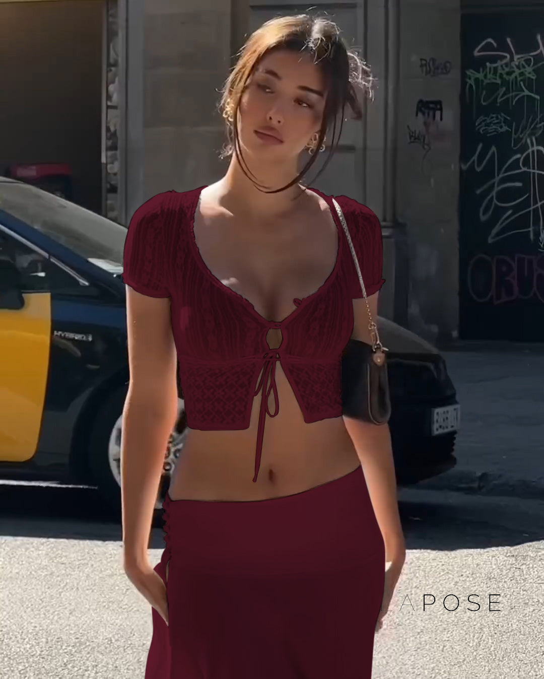 Rylann Lace Button Crop Top [6P1LAMI0]