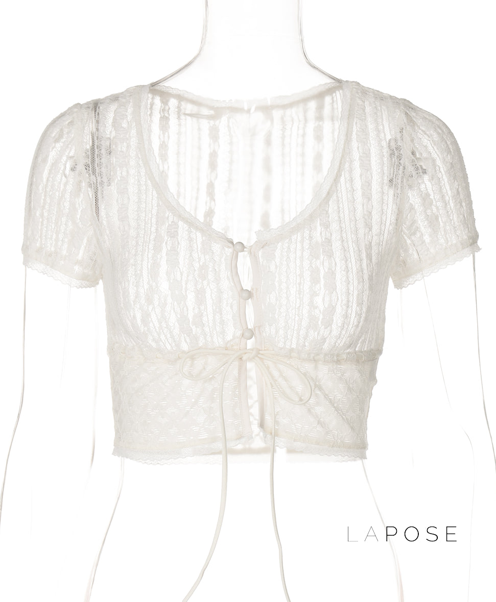 Rylann Lace Button Crop Top [7QIHCUV7]