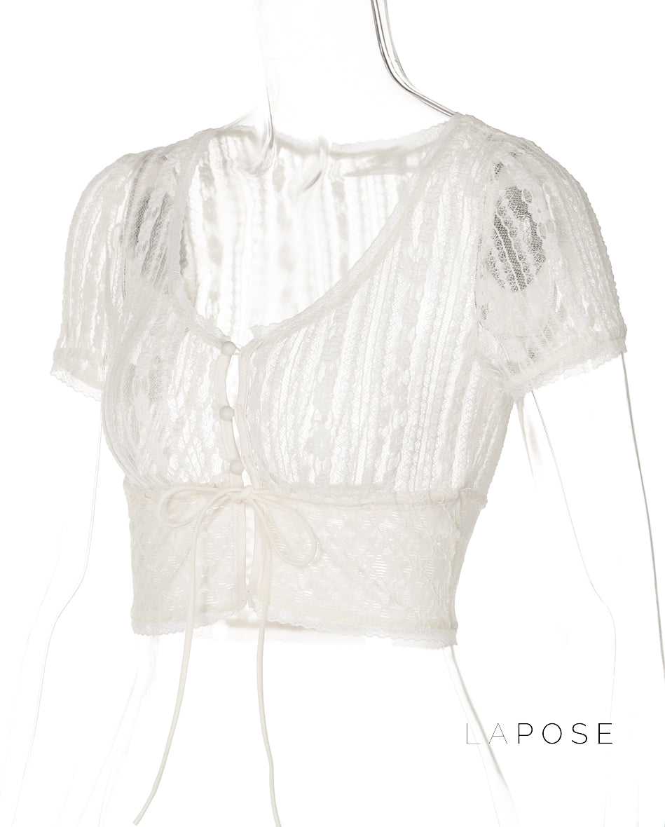 Rylann Lace Button Crop Top [ZSNQXLU6]