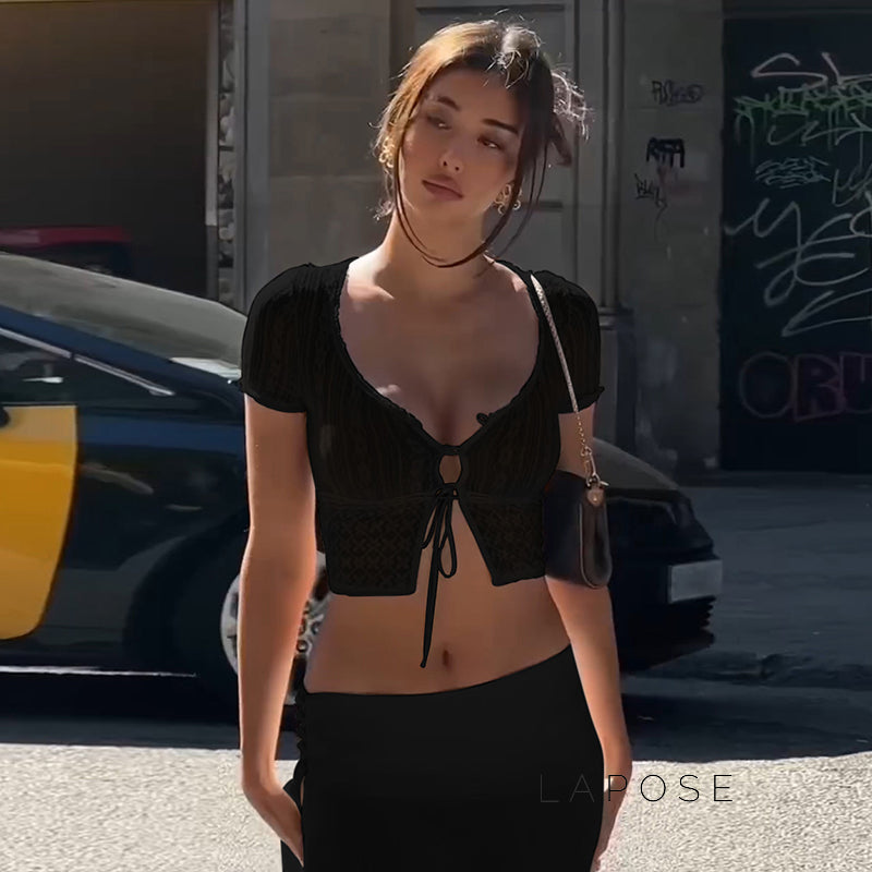 Rylann Lace Button Crop Top [DOU0YPBY]