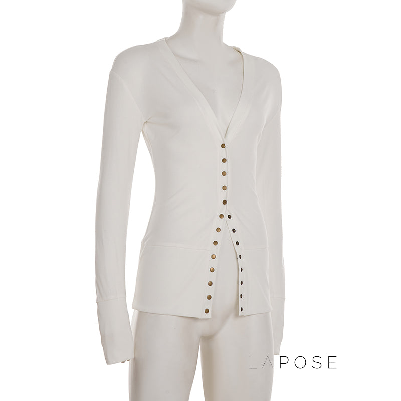 Saachi Button-Up Knit Top [K4ZWQBEG]