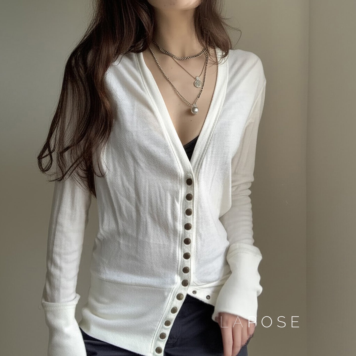 Saachi Button-Up Knit Top [SEFQMMHD]