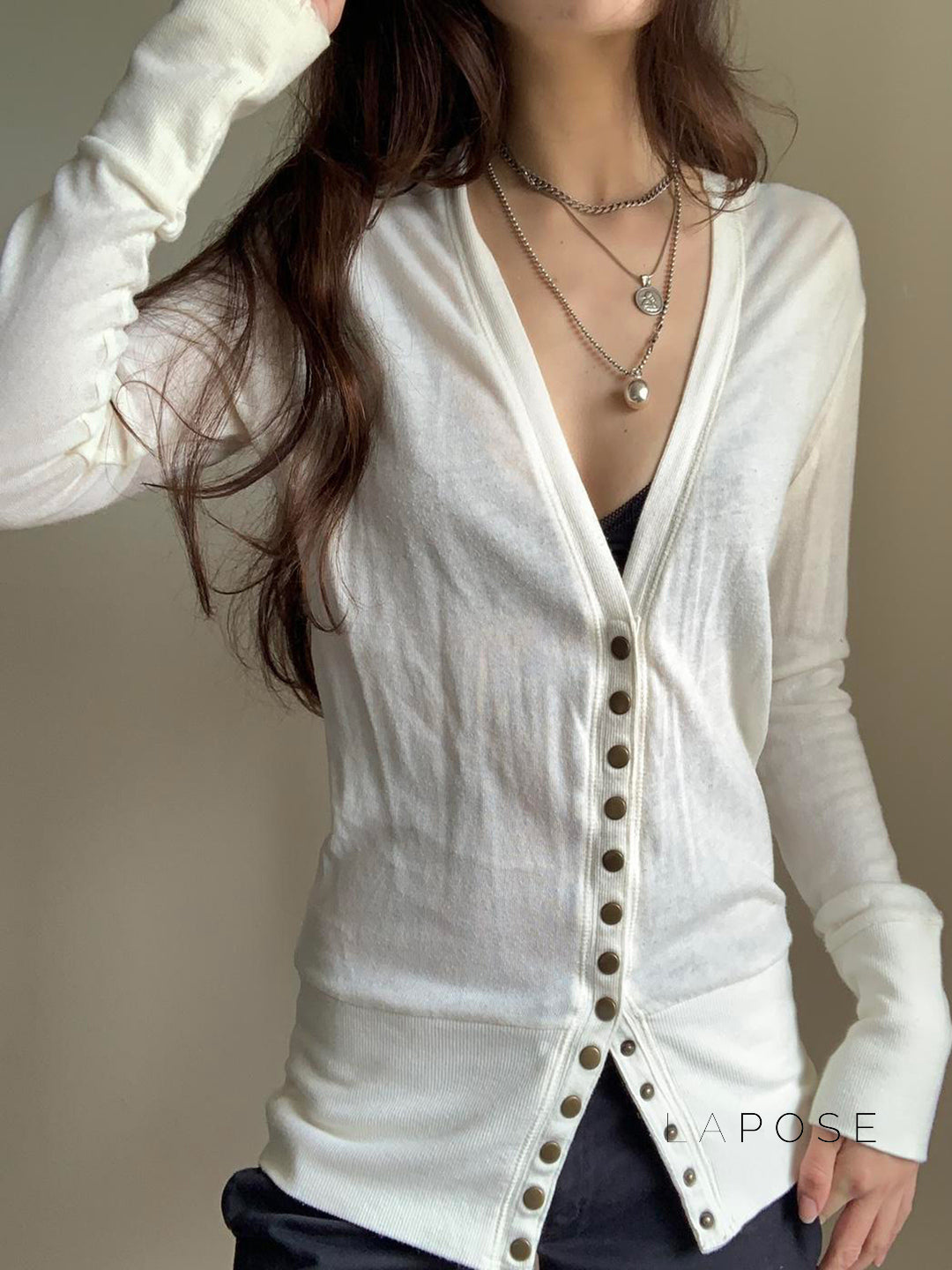 Saachi Button-Up Knit Top [2X9CIDJZ]
