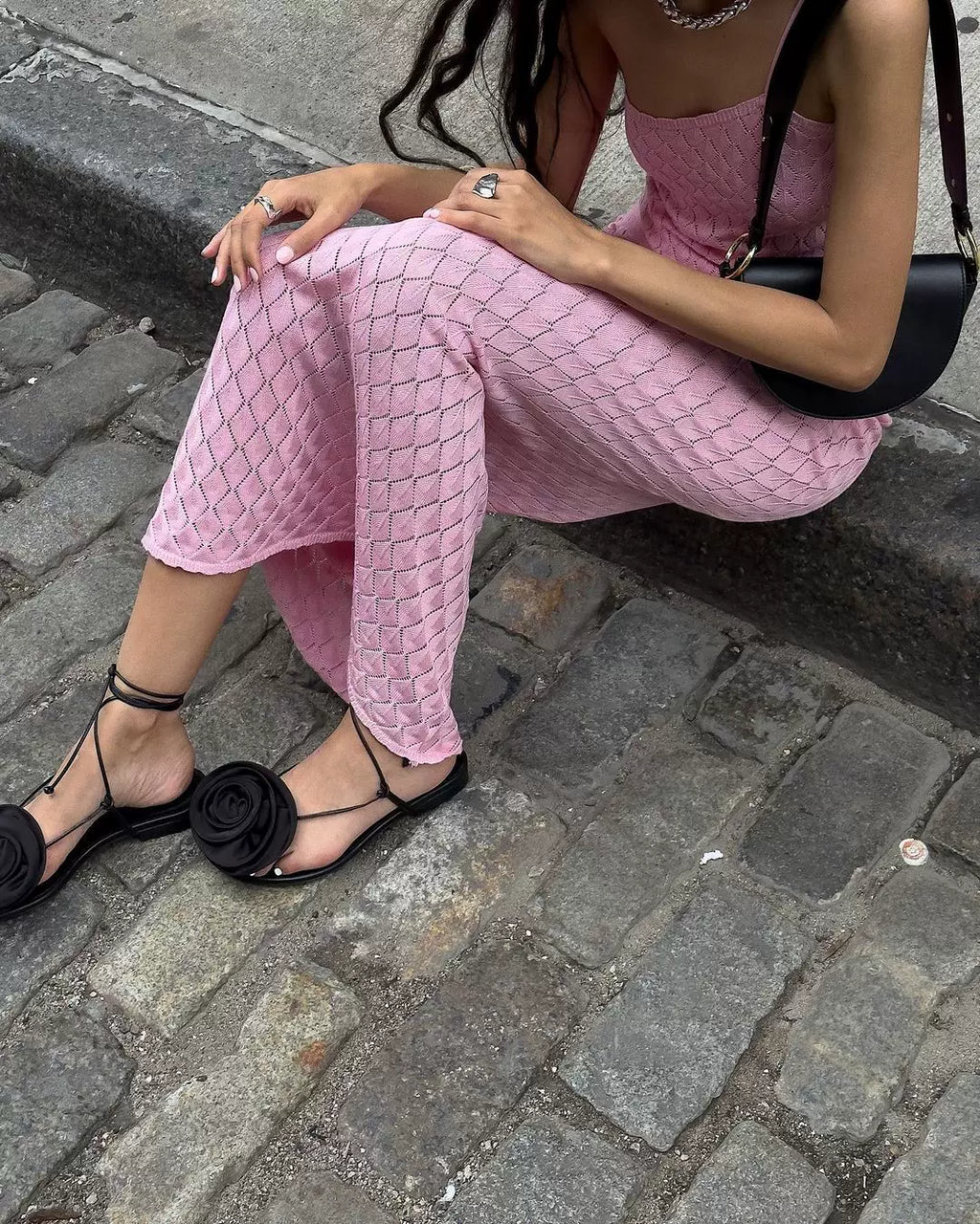LaPose - Safiya Pink Knit Maxi Set