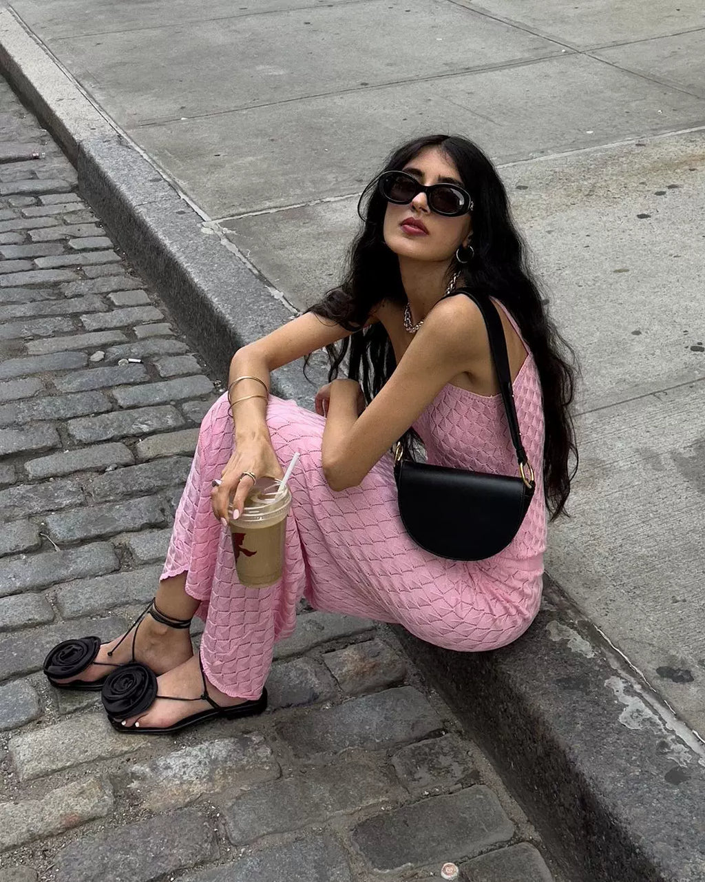 LaPose - Safiya Pink Knit Maxi Set