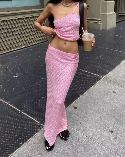 LaPose - Safiya Pink Knit Maxi Set