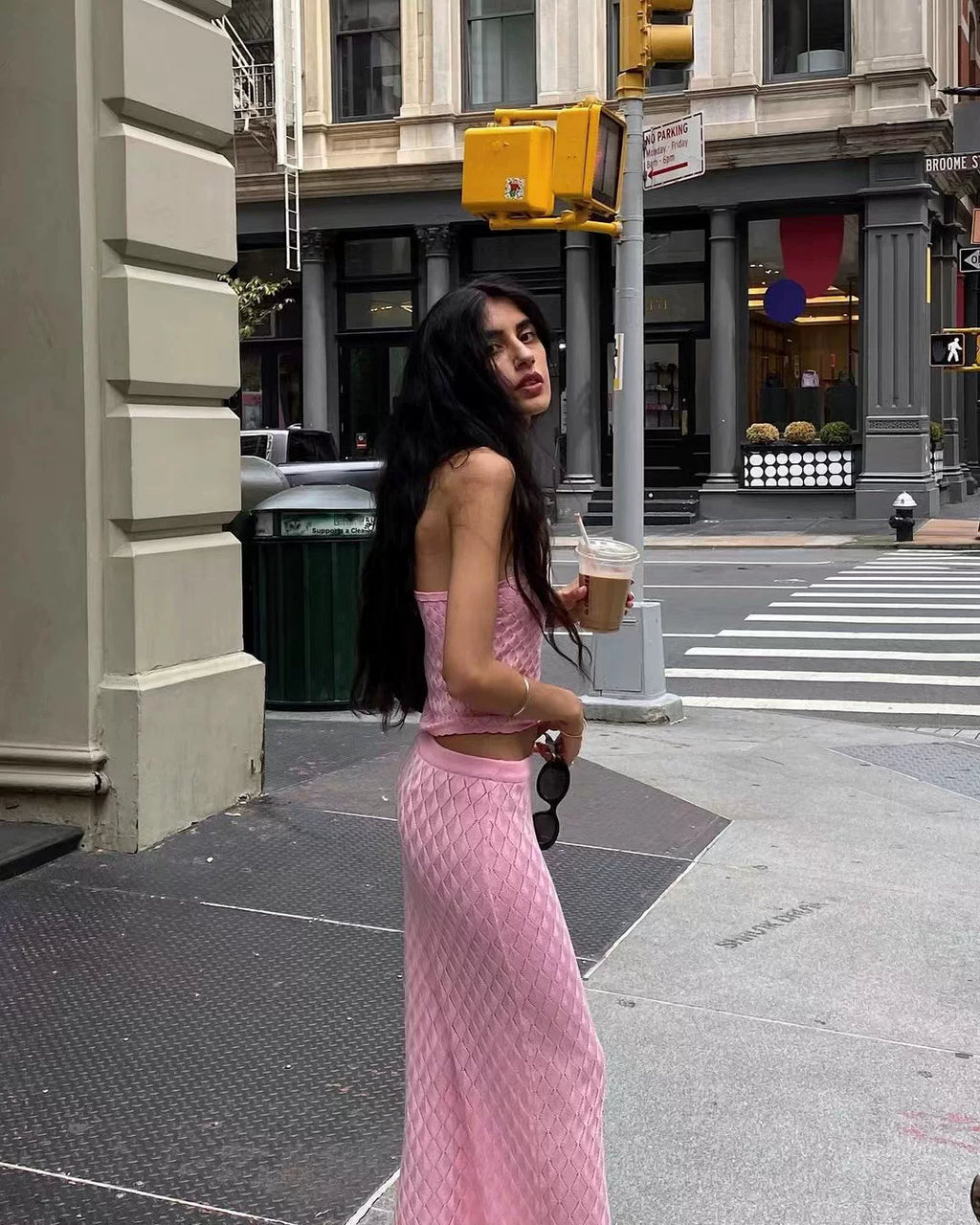 LaPose - Safiya Pink Knit Maxi Set