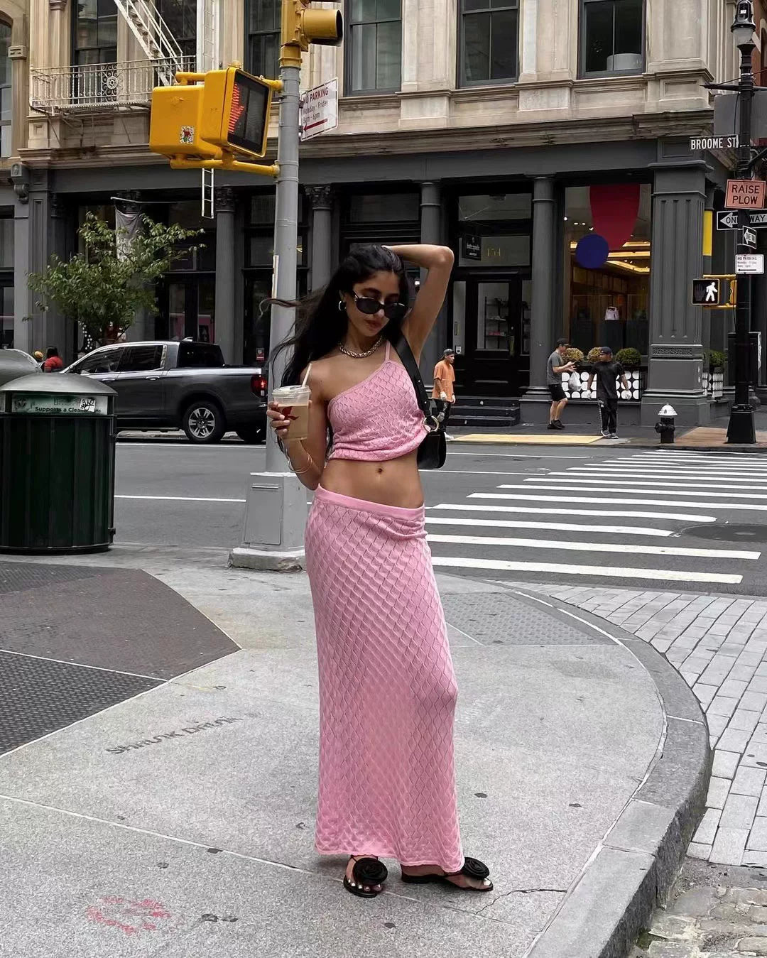 LaPose - Safiya Pink Knit Maxi Set