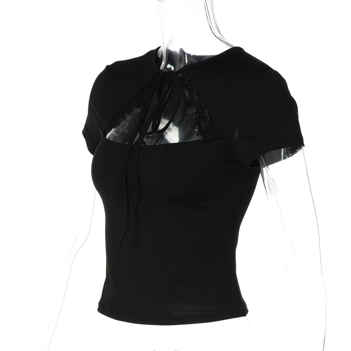Samaira Lace Cut-Out Short Sleeve Top