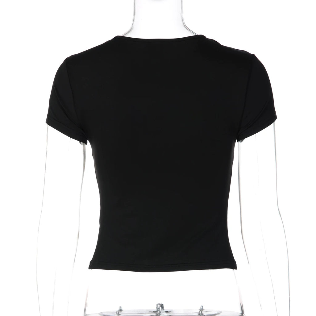 Samaira Lace Cut-Out Short Sleeve Top