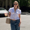 Samaria Lace Tie-Front Crop Top