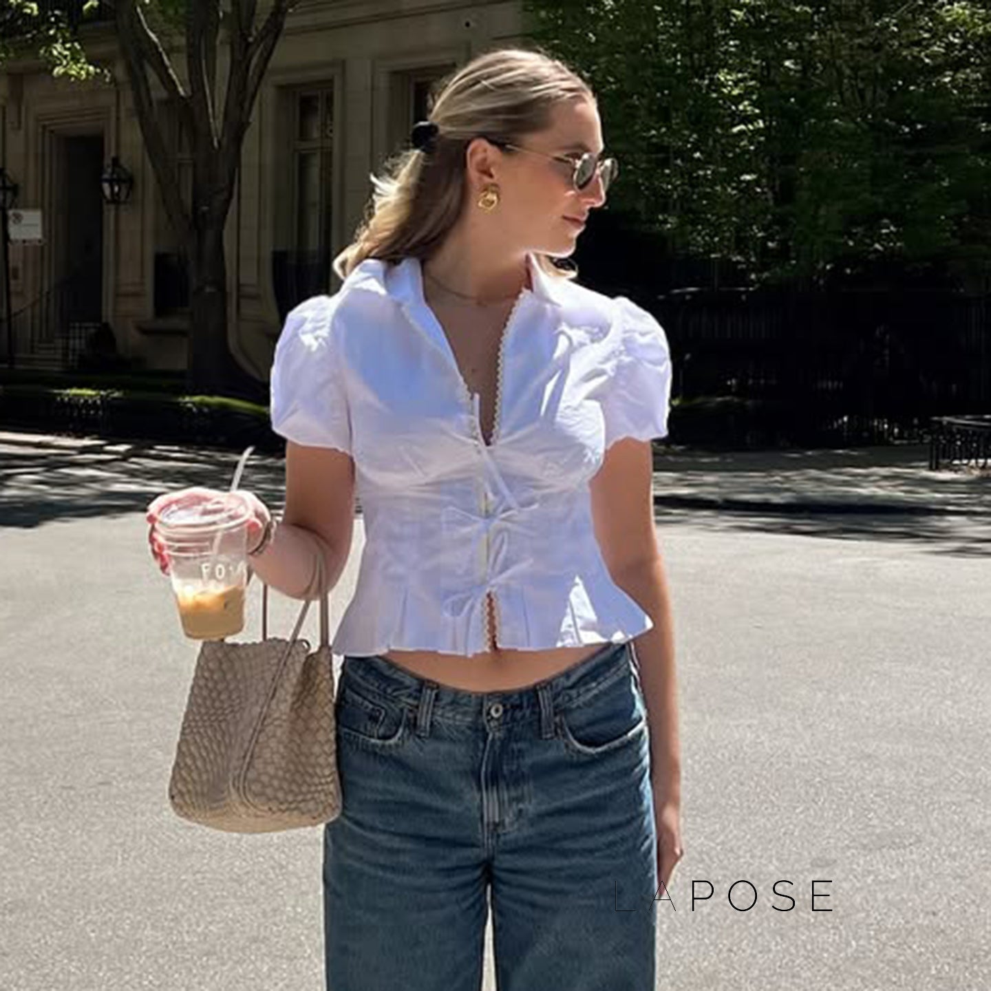 Samaria Lace Tie-Front Crop Top