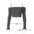 Samaria Ribbed Off Shoulder Top [G8R181NY]
