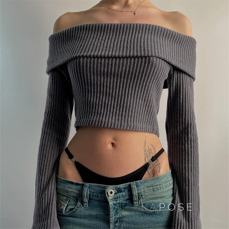 Samaria Ribbed Off Shoulder Top [Q97DOB23]
