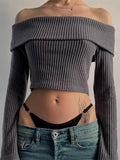 Samaria Ribbed Off Shoulder Top [E6U40MWP]